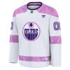 Maillot de Hockey Edmonton Oilers Personnaliser Fanatics Hockey Fights Cancer Practice 2024-25 Blanc - Homme
